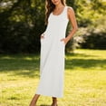 thumbnail image 6 of ClodeEU Women's Summer Round Neck Sleeveless Ankle Length Dress with Pockets,Casual Loose Maxi Dress White,Womens Plus S, 6 of 6