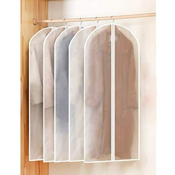 ZOUYUE Hanging Garment Bag Lightweight Clear Full Zipper Suit Bags (Set of 10) PEVA Moth-Proof Breathable Dust Cover for Closet Clothes Storage -24'' x 40''/10 Pack