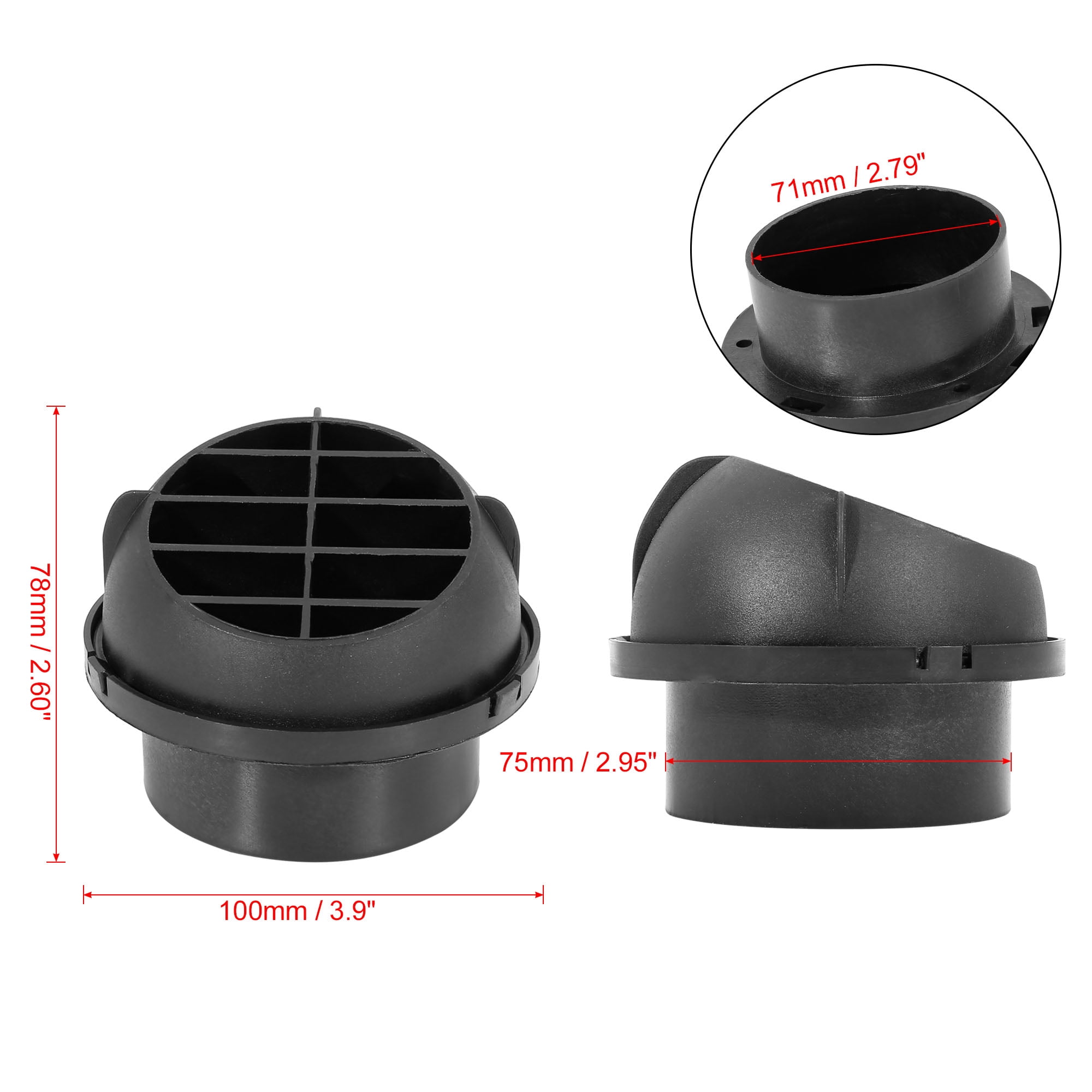 Unique Bargains 75mm Car Heater Ducting Warm Air Vent Outlet Black Universal Fit