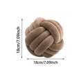 thumbnail image 3 of Velvet Round Throw Pillow Knot Decor for Sofa Bed Living Room Khaki 20x20cm, 3 of 6