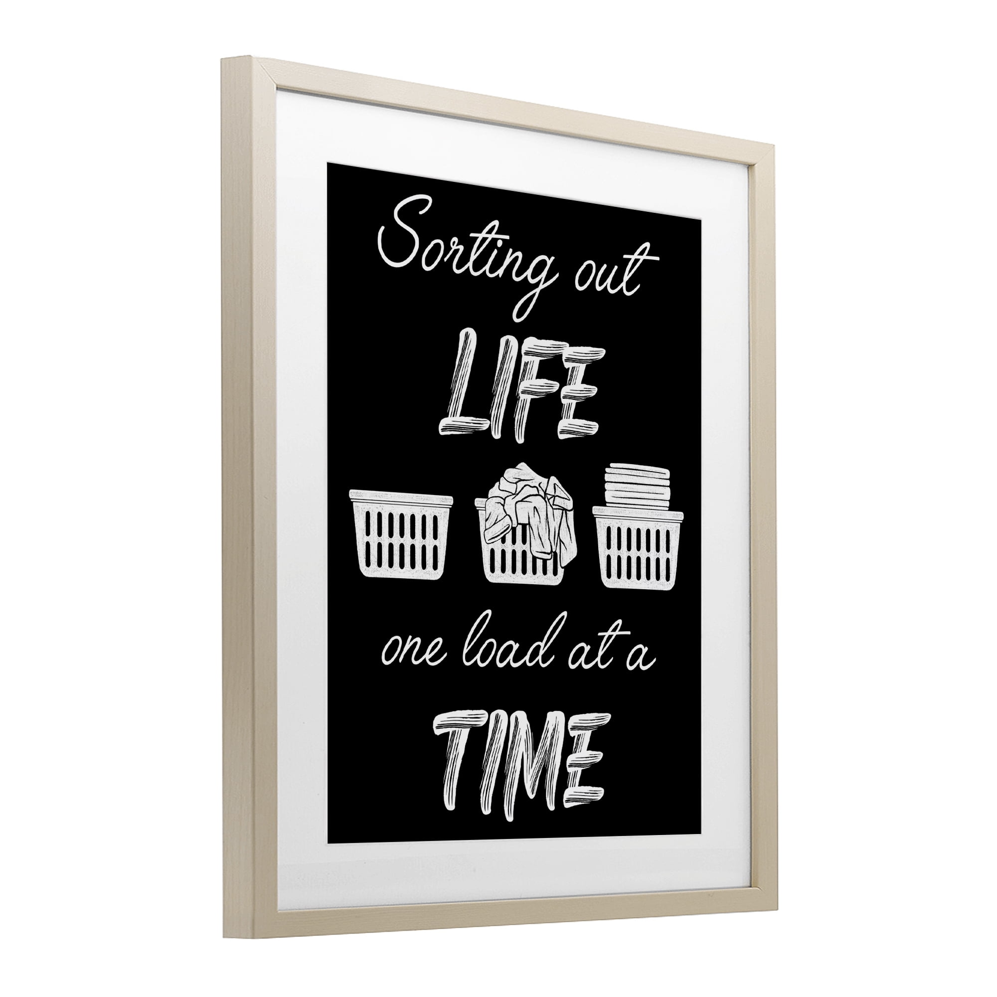 Sorting Out Life Laundry Birch Framed Print Under Glass, design by Marcus Prime