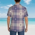 thumbnail image 4 of Disketp Hawaiian Shirts For Men,Purple Floral Gingham Check Plaid Print Mens Casual Short Sleeve Button Down Shirts Beach Shirt, 4 of 7