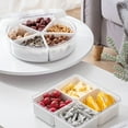 thumbnail image 4 of Advancent Bandeja de servicio dividida con tapa Recipiente para refrigerios Dulces Aperitivos Nuez Azúcar Cacahuete Hogar Sala de estar Almacenamiento y organización del hogar Blanco Advancent  HA075857-01, 4 of 6