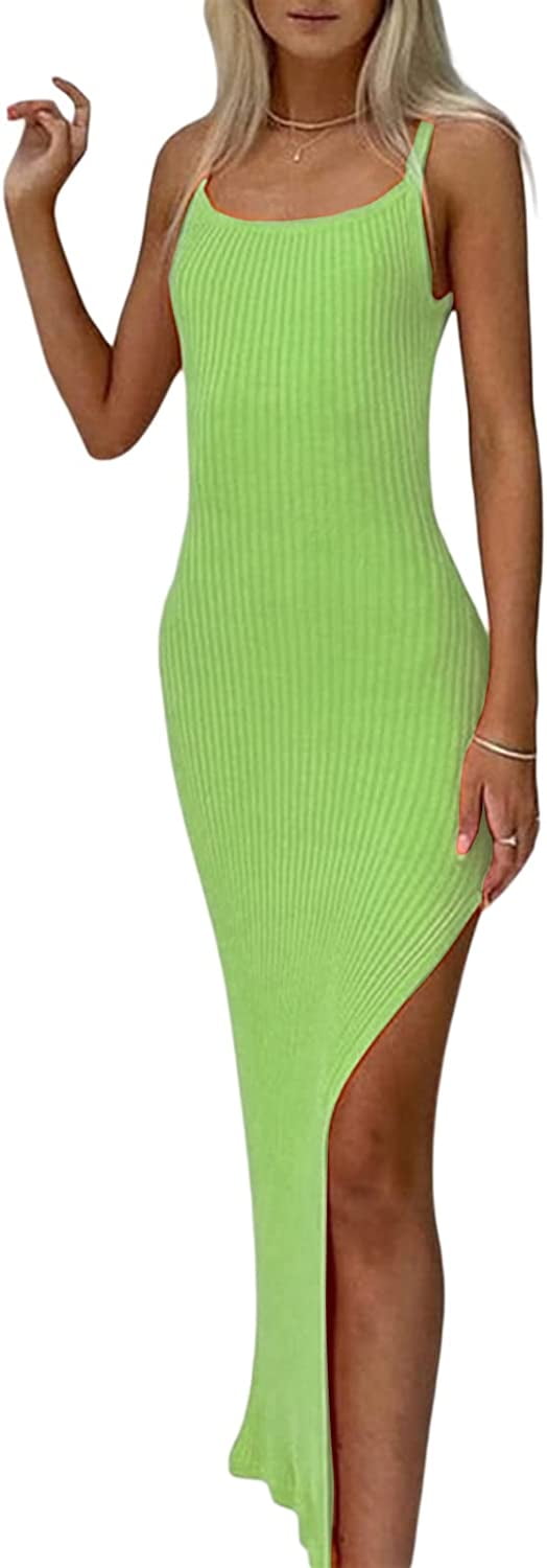 Xizioo Women Ribbed Spaghetti Strap 
