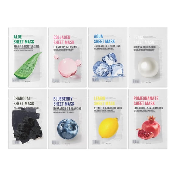 Paquete de mascarillas faciales EUNYUL Purity, 8 tipos, 30 días, paquete 8