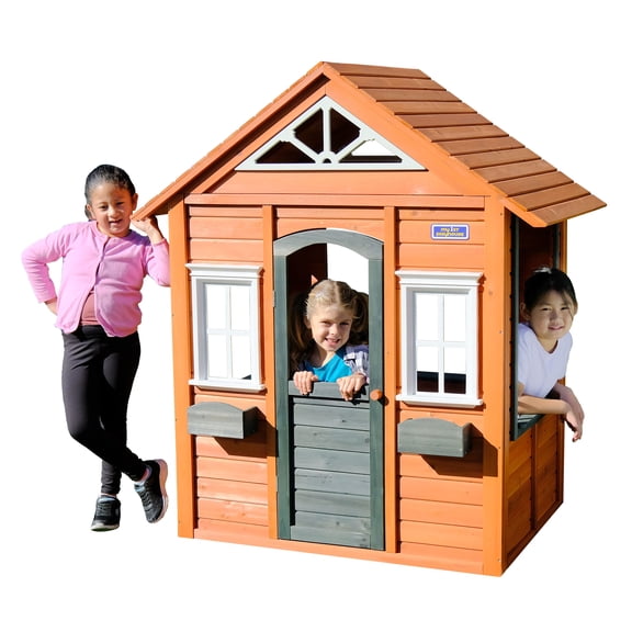 Sportspower My 1st Wooden Playhouse with Working Door, Open Concept Design and Flower Pot Holders