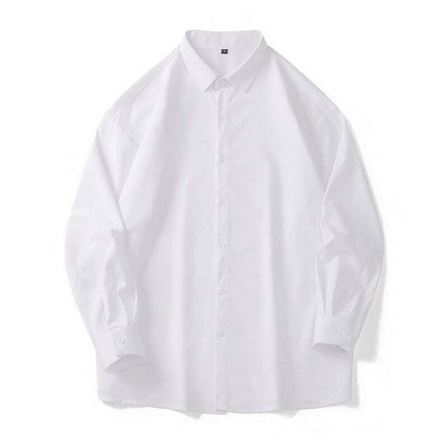 pstuiky Camisas casuales de manga larga para hombre, Camisa de manga larga con solapa y botones versátil para hombre, de color liso y estilo informal. top de hombre xxl