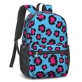 thumbnail image 2 of Pink and Blue Leopard Print 17" School Backpacks for Teens,Waterproof Oxford Fabric,S-Shape Padded Straps for School,Travel,Hiking,Camping, 2 of 6
