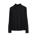 thumbnail image 3 of HVOBTTY Women's Long Sleeves Pajama Top, Pajama Top for Women, Women's Casual Soft Solid Color Comfortable Breathable Long Sleeve Sleep Pajama Tops Black, XXL, 3 of 4