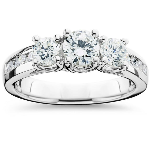 Edge Jewel Radiant 2 Ct Round Cut Lab Created Diamond Wedding Ring for Her - 14K White Gold Over - Elegant Engagement Ring for Women - Ideal for Birthdays, Anniversaries, and Special Celebrations