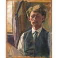 thumbnail image 2 of Edvard Weie 15x18 Black Ornate Wood Framed Double Matted Museum Art Print Titled - Self-Portrait (1912 - 1917), 2 of 5