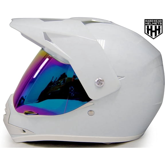 HHH DOT Youth Helmet for Dirtbike ATV Motocross MX Offroad Motorcyle Helmet with VISOR-White