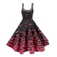 thumbnail image 5 of Valentines Dresses for Women Heart Printed Mini Dress Fit and Flare Sleeveless Wedding Guest Dresses Watermelon Red M, 5 of 5