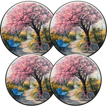 

Electric Stove Burner Covers 4 Pcs Round Gas Burner Cover 8 and 10 Inch old bicycle under cherry blossom tree