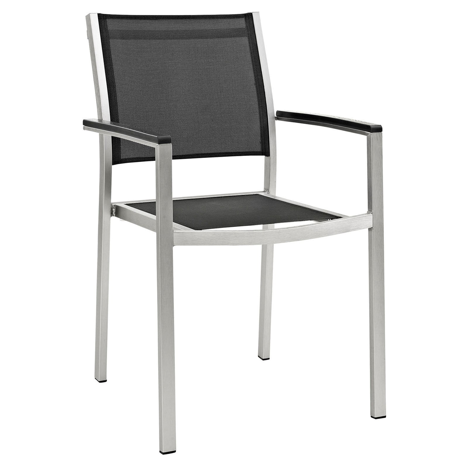 Modway Shore Outdoor Patio Aluminum Dining Chair, Silver/Black
