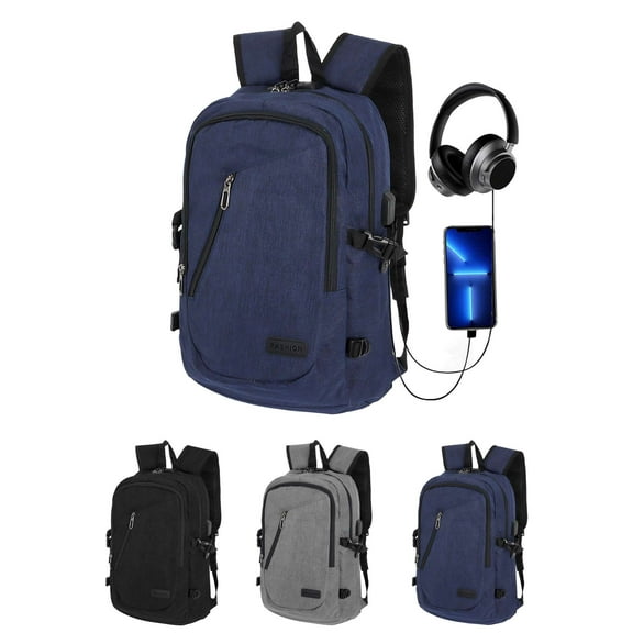 PULLIMORE Laptop Backpack, Business Travel Anti Theft Backpack for Men Women with USB Charging Port, Fits 15.6 Inch Laptop Notebook Blue