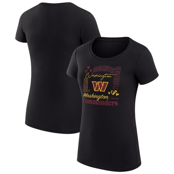 Women's G-III 4Her by Carl Banks  Black Washington Commanders Super-Slim Fit Lightweight Collage Team T-Shirt