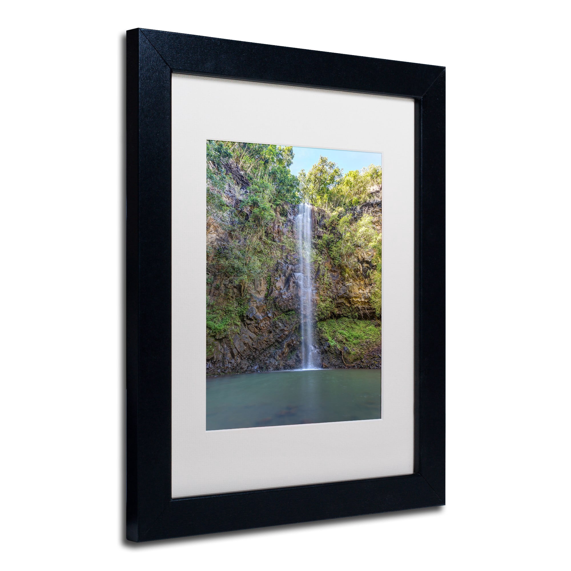 Trademark Fine Art 'Secret Falls' Canvas Art by Pierre Leclerc, White Matte, Black Frame