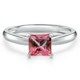 thumbnail image 3 of Gem Stone King 10K White Gold Pink Topaz Solitaire Engagement Ring for Women | 1.30 Cttw | Princess 6MM | Gemstone November Birthstone | Size 8, 3 of 6