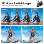 Deatti Digital Camera,FHD 4K Camera with Dual Screen 64GB SD Card ,Digital Point and Shoot Camera,18X Zoom,Anti Shake Portable Rechargeable for Boys Girls Kids, Black