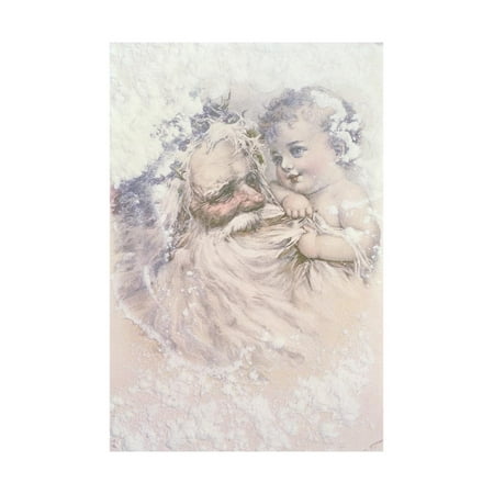 Father Christmas Wall - Father Christmas and a Child Print Wall Art