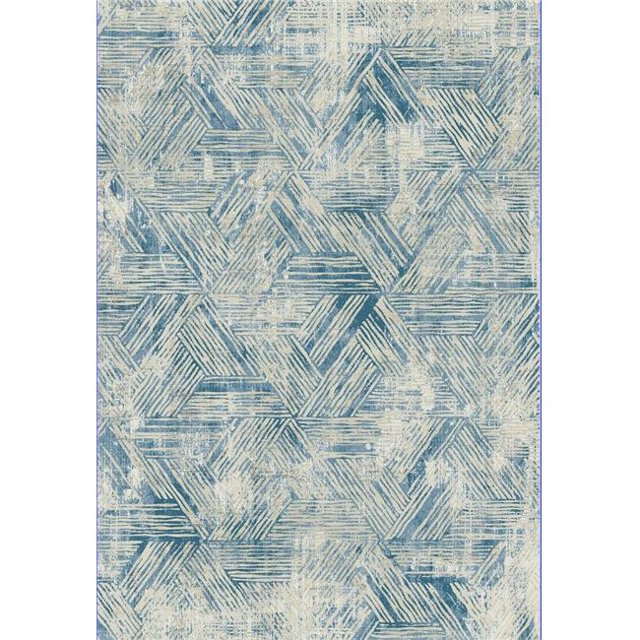 Dynamic Rugs QU6927041150 Tapis Rectangulaire Transitionnel 5 Pi. 3 Po. x 7 Pi. 7 Po. Quartz 27041 - 150 Beige & Bleu