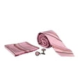 thumbnail image 1 of Peach Couture Men's Silk Feel Necktie Cufflinks Pocket Square Handkerchief Set, 1 of 1