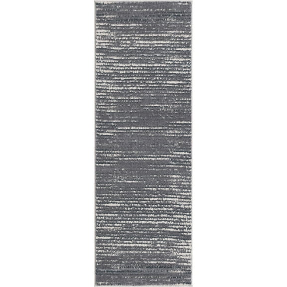 Unique Loom Calm Oasis Rug Gray/Ivory 2' x 6' Runner Abstract Coastal Perfect For Bathroom Hallway Mud Room Laundry Room
