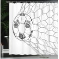 thumbnail image 4 of Ambesonne Black White Shower Curtain, Soccer Ball in Net, 69"Wx70"L, Black White, 4 of 5