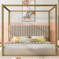 thumbnail image 2 of King Size Upholstery Canopy Platform Bed, 4-Post Canopy Bed Frame with Headboard and Metal Frame for Teens Adults, Beige, 2 of 9