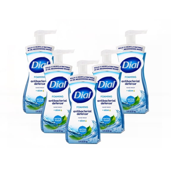 Dial Antibacterial Defense Foaming Hand Soap, Spring Water Scent, 7.5 fl oz Pack of 5