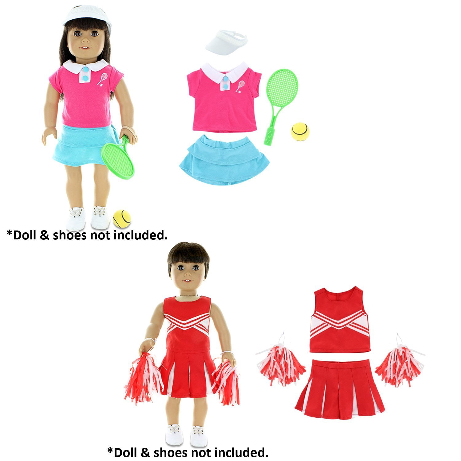 Doll Clothes - 8 Sports Outfit Mega Bundle Fits Clothing Sets Fits American Girl Doll Other 18 inch Dolls