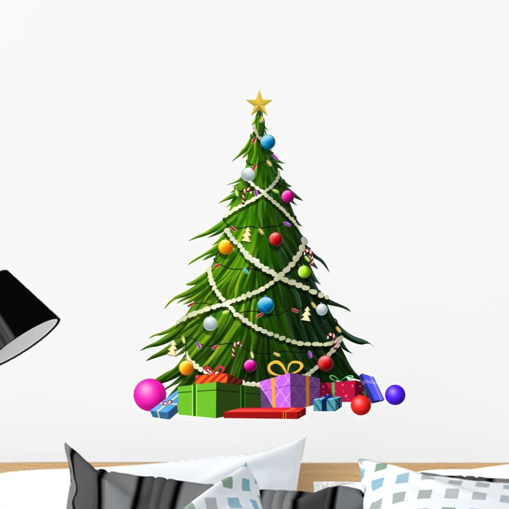 Christmas Tree Wall Decal Wallmonkeys Peel and Stick Holiday Graphics