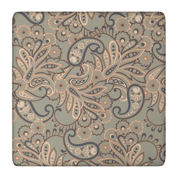 Paisley Bohemian Vintage Square Elastic Tablecloth - Snug Fit Windproof Washable Table Cover for Outdoor Picnic 36x36 Inches