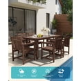 thumbnail image 2 of Harbweb 7pc HDPE Outdoor Dining Set, All-Weather Wood Grain Patio Furniture, Brown, 2 of 6