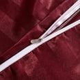 thumbnail image 4 of Ntbay 3-Pieces Queen Size Silky Satin Stripe Duvet Cover Set, Ultra Soft & Luxury Bedding Set with 1 Duvet Cover (No Comforter) & 2 Envelope Pillowcases (No Pillows), Wine Red, 4 of 5