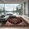 thumbnail image 2 of ODIKA 8'x10' Washable Area Rug Medallion With Floral Border And Ornate Scroll Motifs Vintage Oriental Refined for Dining Room, Large Office, Lounge, Non-Slip Chair-Friendly Mat, 2 of 7