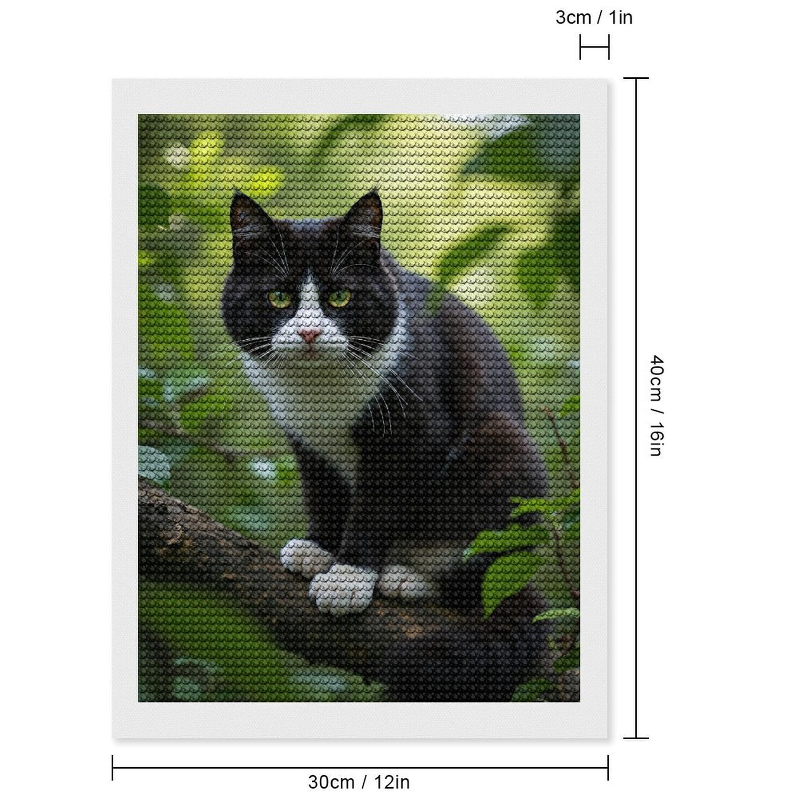 Diamond Art Kits for Adults, Cat In Greenery Alert Eyes 5D Diamond Painting Kits for Adults Beginners, DIY Full Drill Diamond Painting, Gem Art and Crafts 12x16