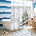 thumbnail image 5 of No Hook Shower Curtain with Built-in Rings - Winter Snowy Forest Washable Waterproof Fabric Bathroom Curtains for Hotel,Rentals, 60 X 72 Inch Long , Christmas Tree Themed, 5 of 9