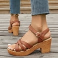 thumbnail image 4 of Dakaela Womens Braided Heel Sandals Open Toe Ankle Buckle Strappy Dress Shoes Wedding Party Pumps, 4 of 7