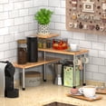 thumbnail image 3 of Ollieroo 3 Tier Corner Shelf Bamboo Countertop Organizer Bookshelf Display Shelves Space Saving Rack for Living Room Kitchen Office with Hooks, 3 of 8