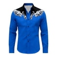 thumbnail image 3 of HXWCHs Western Heritage Long Sleeve Casual Shirt Festive Print Button Front Durable Easy Care top for Men XXXL Blue, 3 of 4