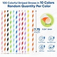 thumbnail image 2 of [100 Counts] 7.75 Inch Colorful Striped Disposable Paper Drinking Straws, 10 Assorted Colors, Compostable - for , Party, Cake Pops, Crafts, 2 of 6