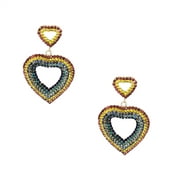 Cyndi Two Hearts Crystal Statement Drop Earrings, Rainbow Multi