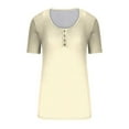 thumbnail image 3 of UYISJ Women's Short Sleeve V Neck Ribbed Knit Button T Shirts Henley Solid Color Summer Tops, 3 of 4