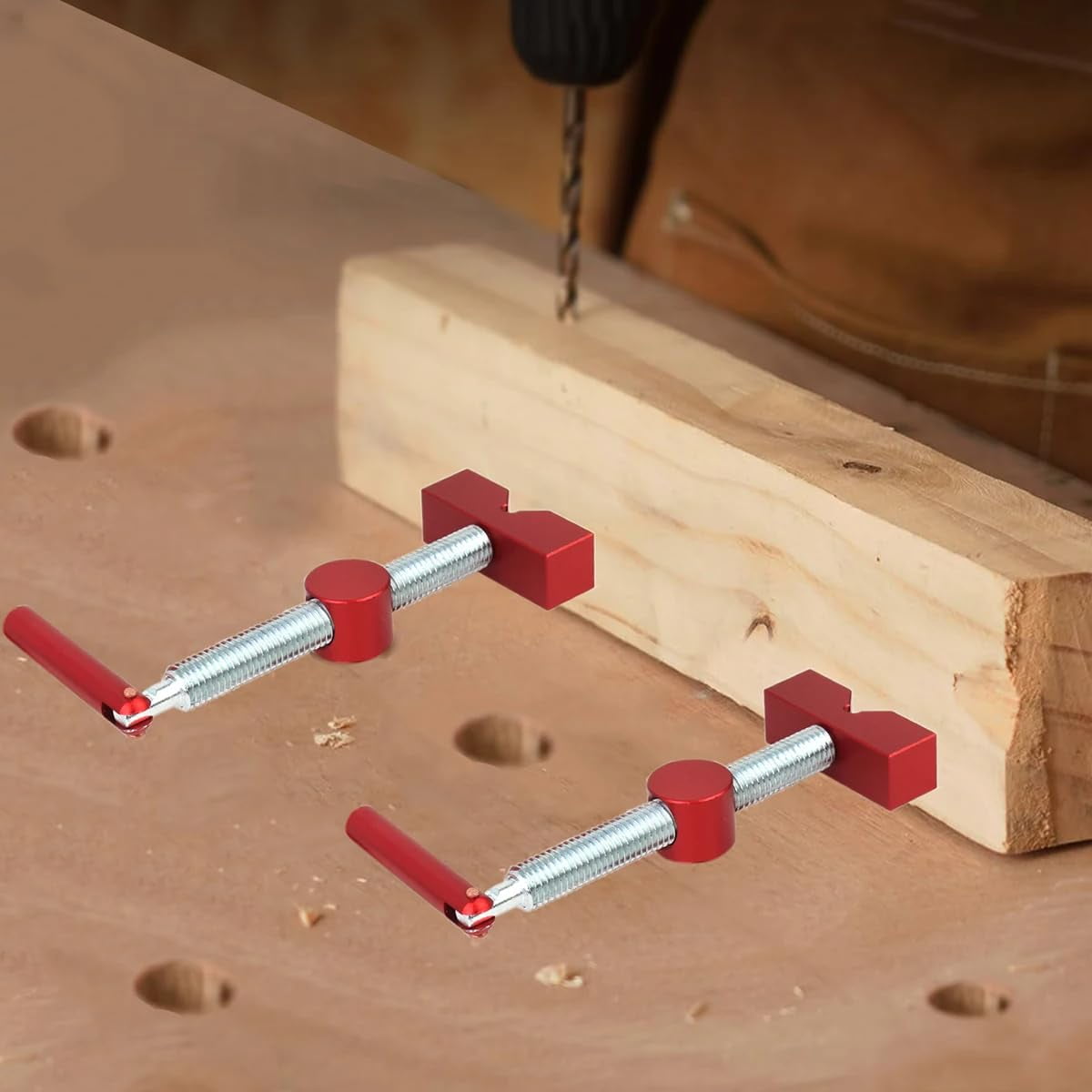 2PCS 20mm MFT Table Workbench Bench Dog Clamps with 4 Bench Dogs Adjustable Workbench Stop