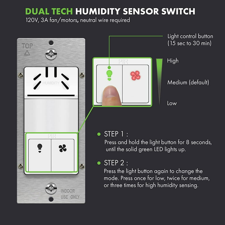 Bathroom Extractor Fans Timer Humidity Sensor Motion Detector