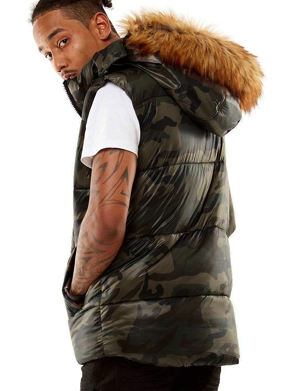 puffer vest mens with hood