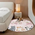 thumbnail image 2 of Cherry Blossom Cats Round Area Rug 7Ft Washable Circle Rugs for Dorm Laundry Room, Pink Spring Modern Farmhouse Floral Non-Slip Carpet Floor Mats Indoor Outdoor Carpet Runner Aesthetic Home Decor, 2 of 8