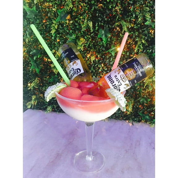 KING OF SPARKLERS Giant 55 oz Margarita plastic cup fishbowl glass bulldog south beach special (1 Fishbowl Cup)